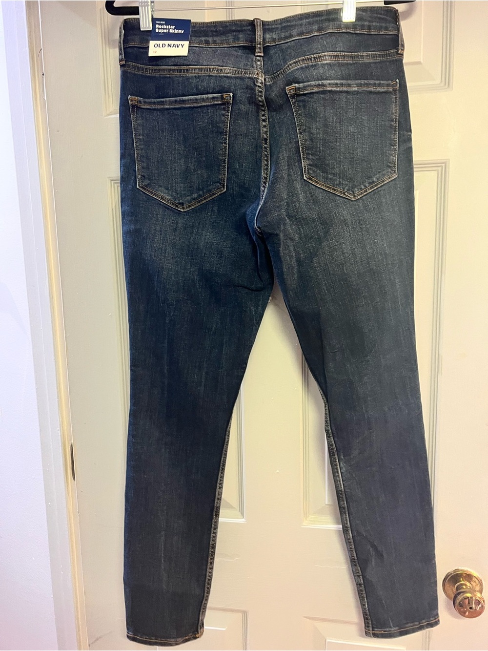Old Navy Dark Distressed Rockstar Super Skinny Jeans - Picture 2 of 9